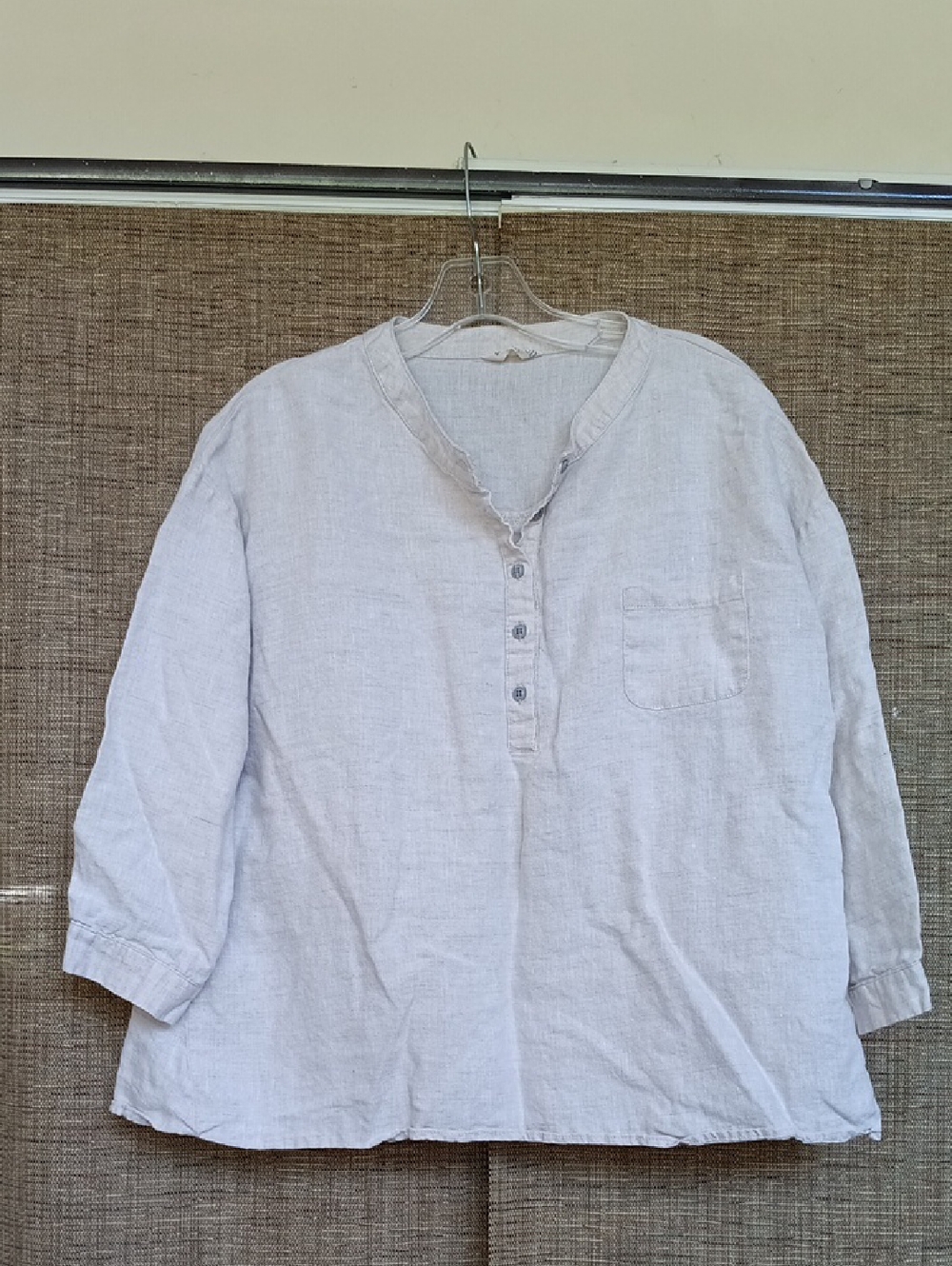 BUYKUD Natural Linen Oversized  Boxy Shirt